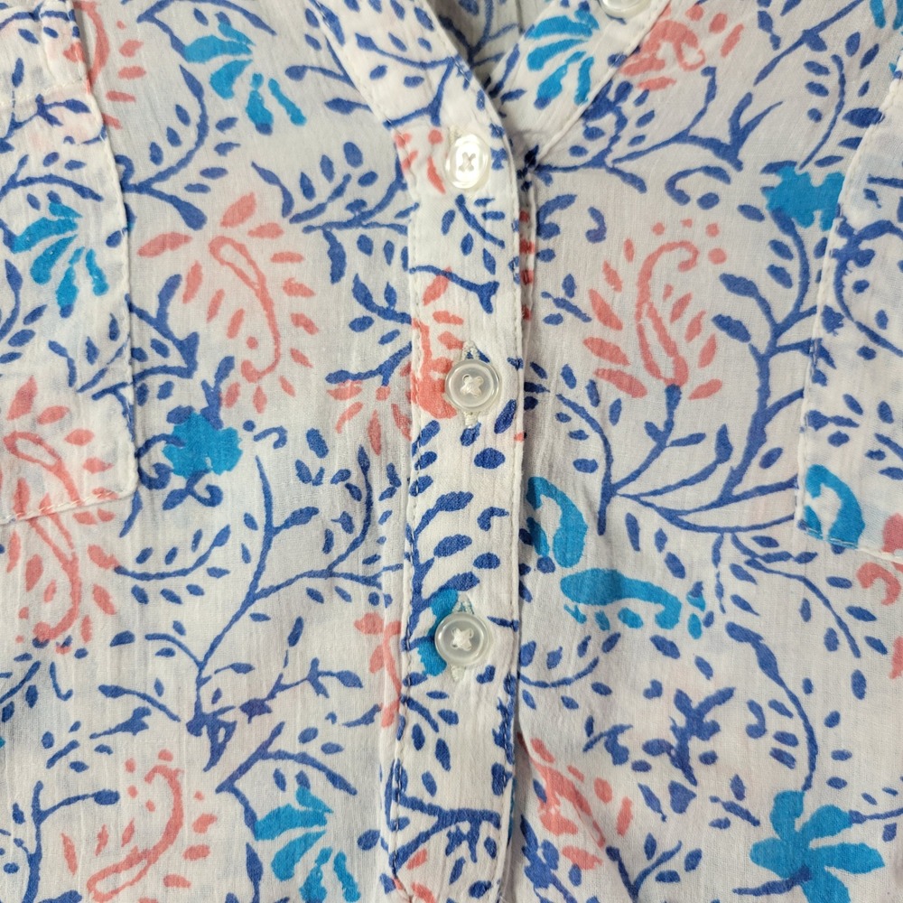 Old Navy‎ Womens Small White Pink Blue Floral Print Long Sleeve Top Vibes - Picture 4 of 10